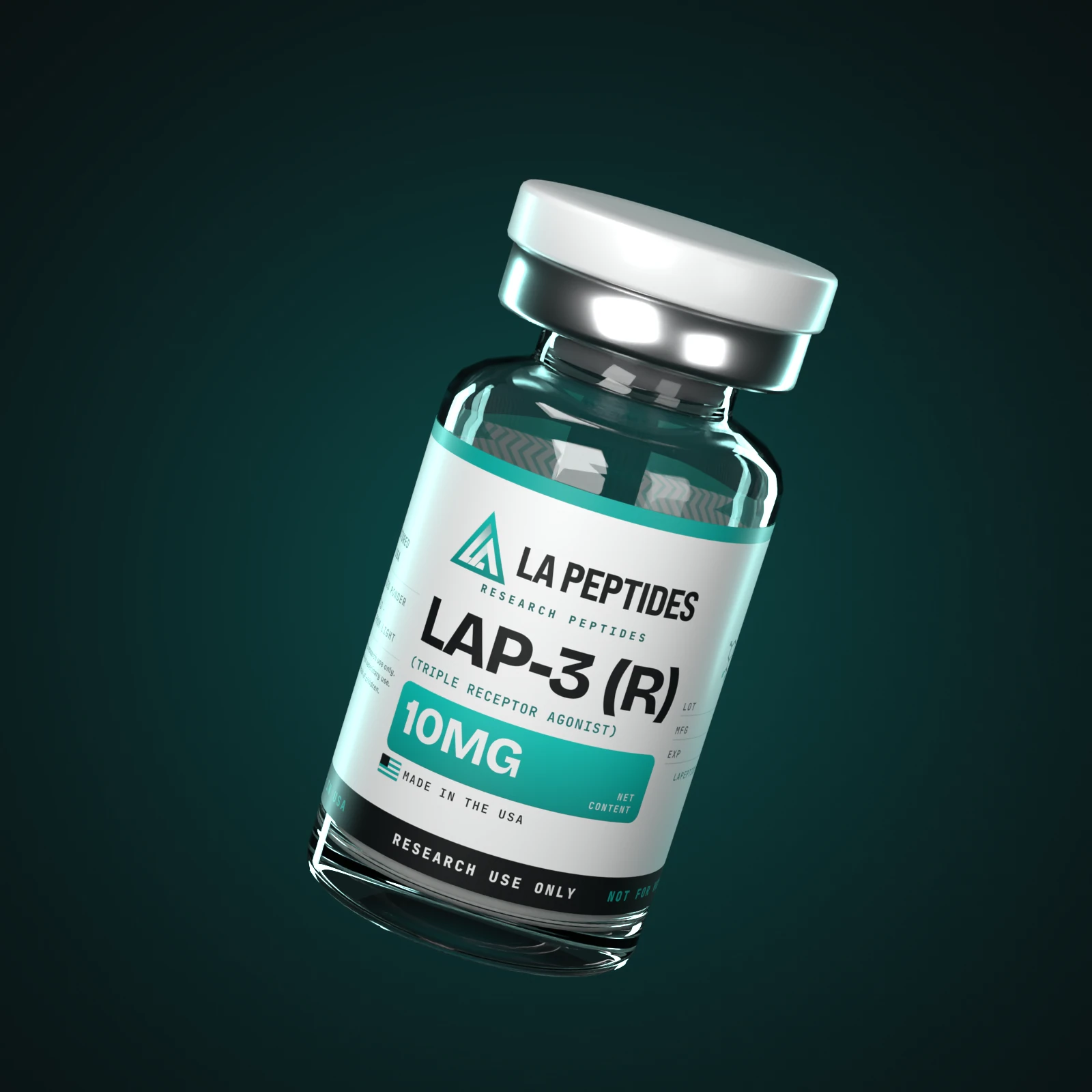 LAP-3 (R) 10MG research vial with LA Peptides label
